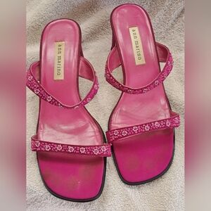 Ann Marino Pink Floral Beaded Sandals